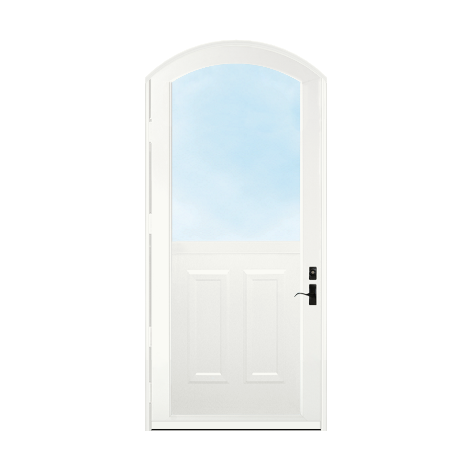 Arch Top Storm Door - 1/2 View With Colonial Style