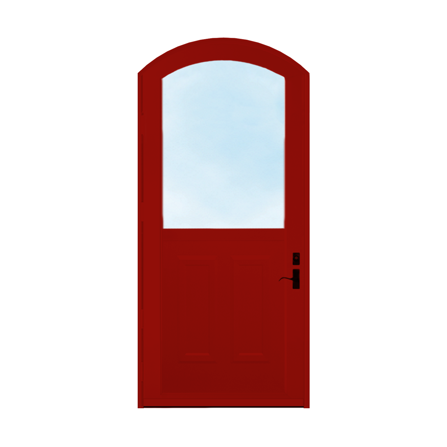 Arch Top Storm Door - 1/2 View With Colonial Style