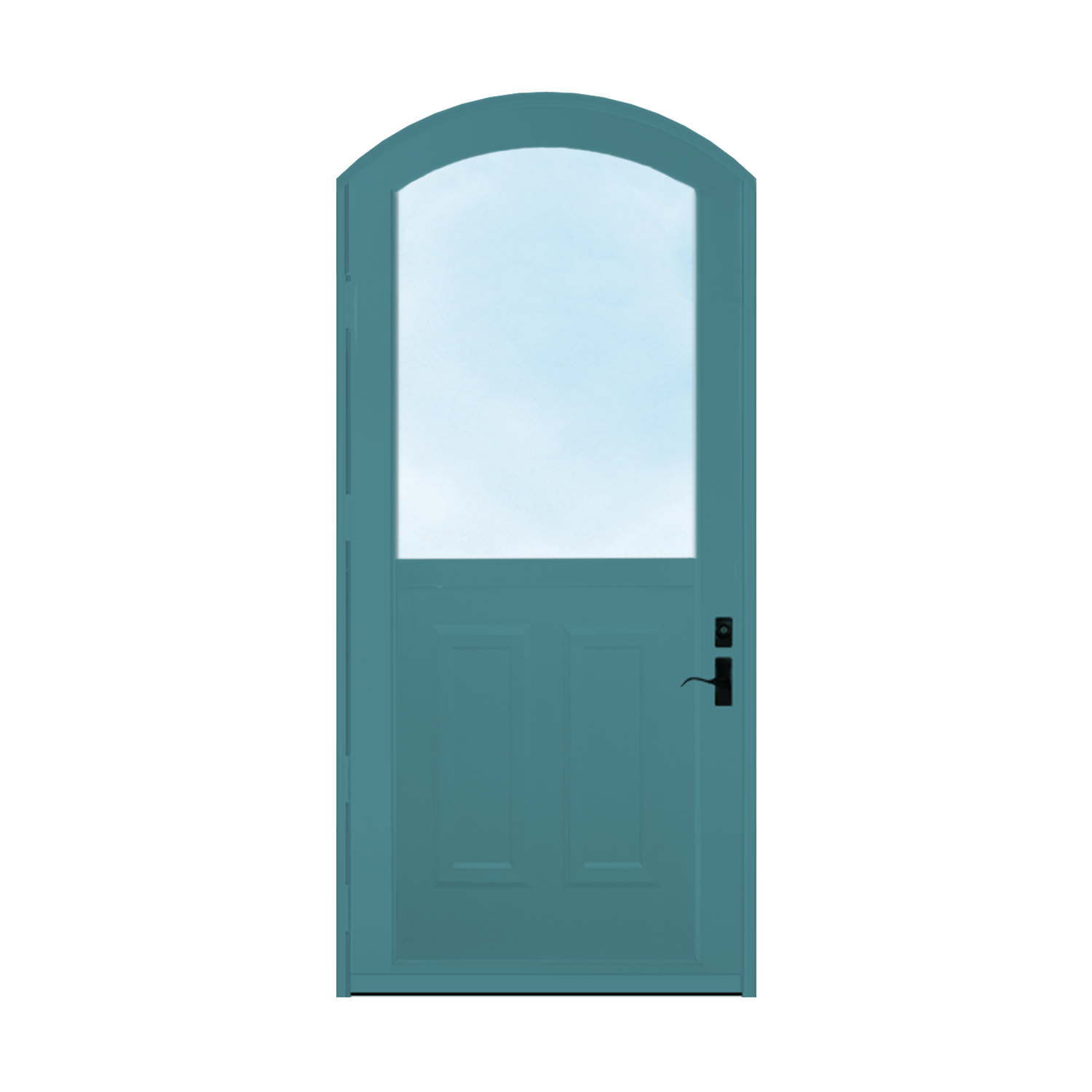 Arch Top Storm Door - 1/2 View With Colonial Style