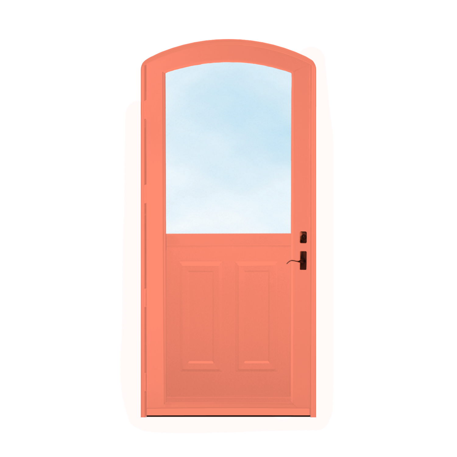 Arch Top Storm Door - 1/2 View With Colonial Style