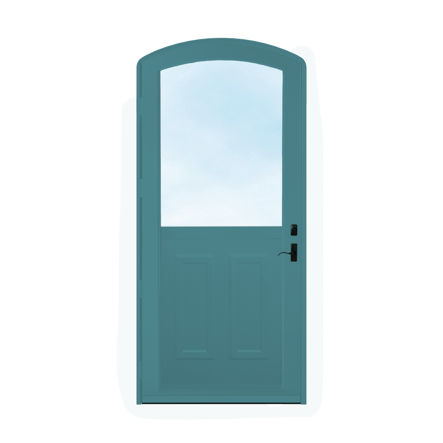 Arch Top Storm Door - 1/2 View With Colonial Style