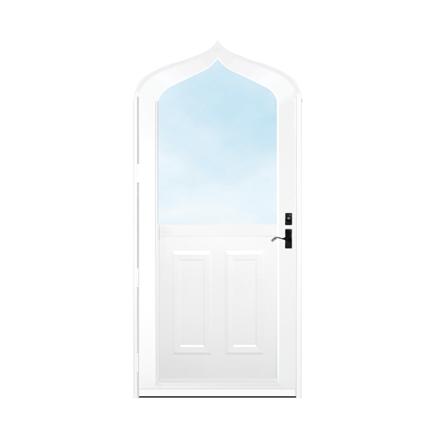 Arch Top Storm Door - 1/2 View With Colonial Style