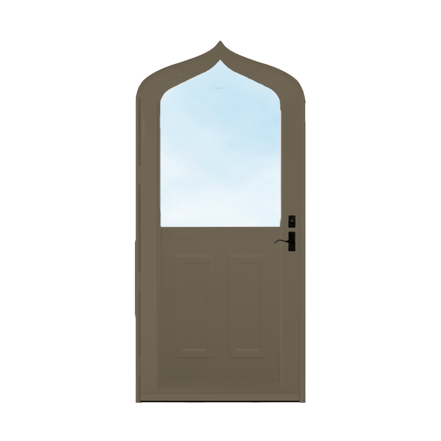 Arch Top Storm Door - 1/2 View With Colonial Style