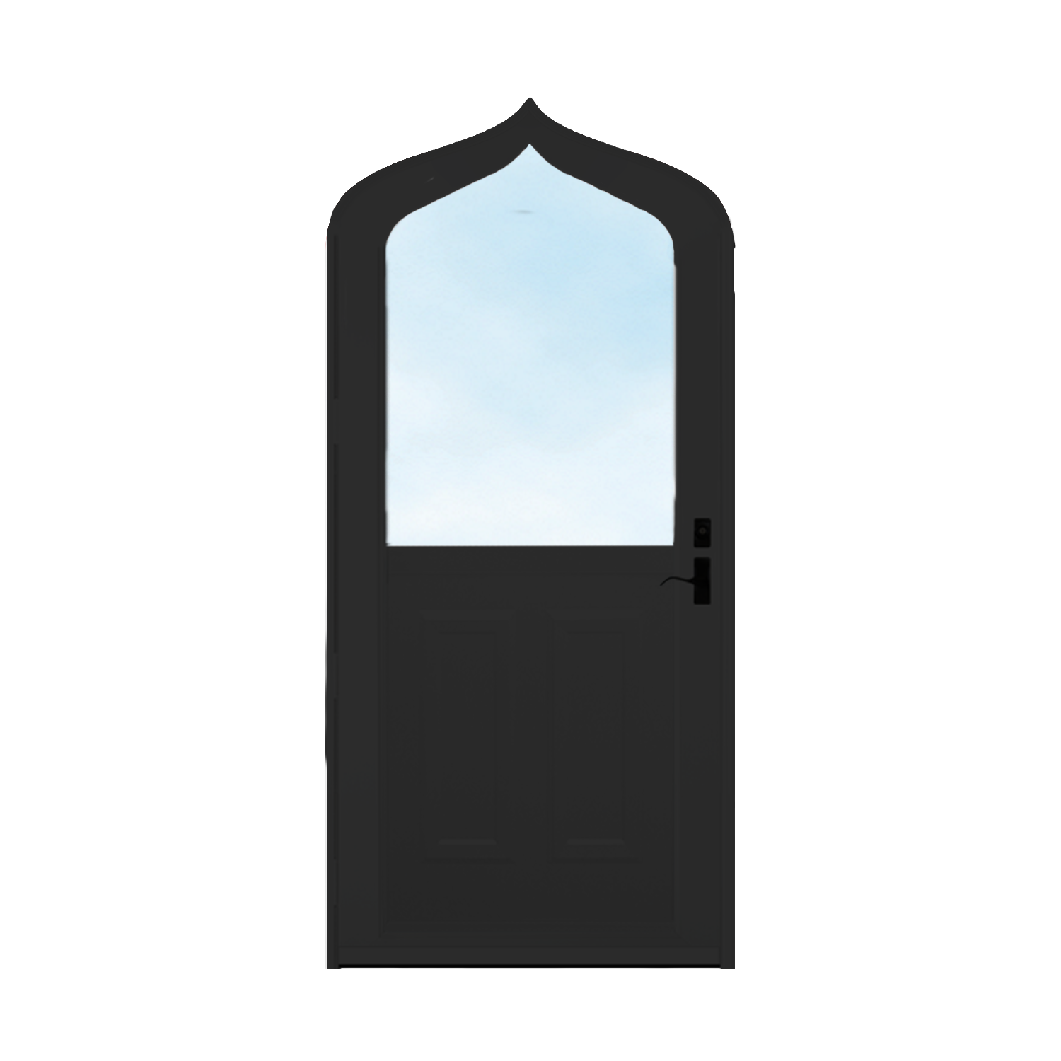 Arch Top Storm Door - 1/2 View With Colonial Style