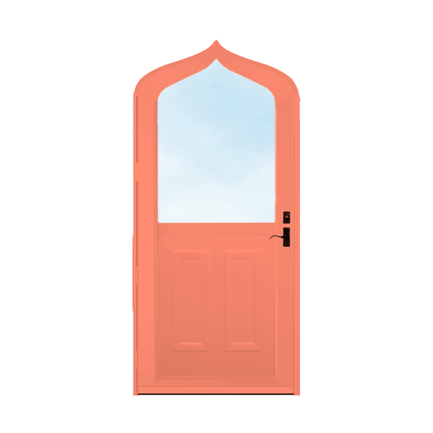 Arch Top Storm Door - 1/2 View With Colonial Style