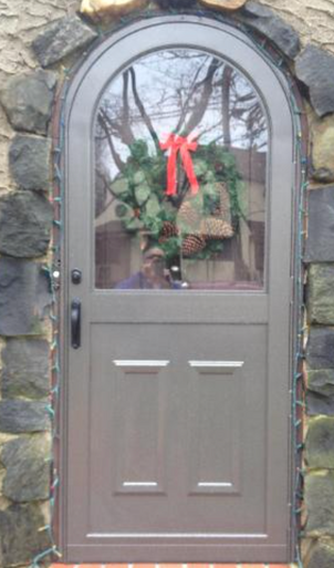 Arch Top Storm Door - 1/2 View With Colonial Style